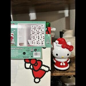 Hello Kitty Ms. Clause Shower Curtain with matching Soap Dispenser